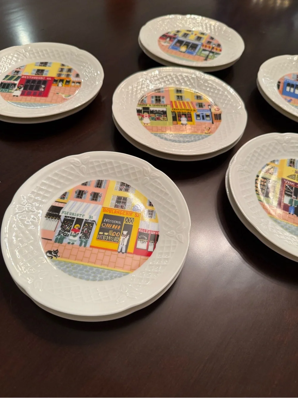Philippe Deshoulieres Limoges Merchants Row Set of 10 Canape Plate